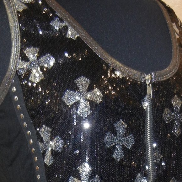 Platinum Plush Tank Top Size XL Black & Silver Front Zipper NWOT - Picture 9 of 10